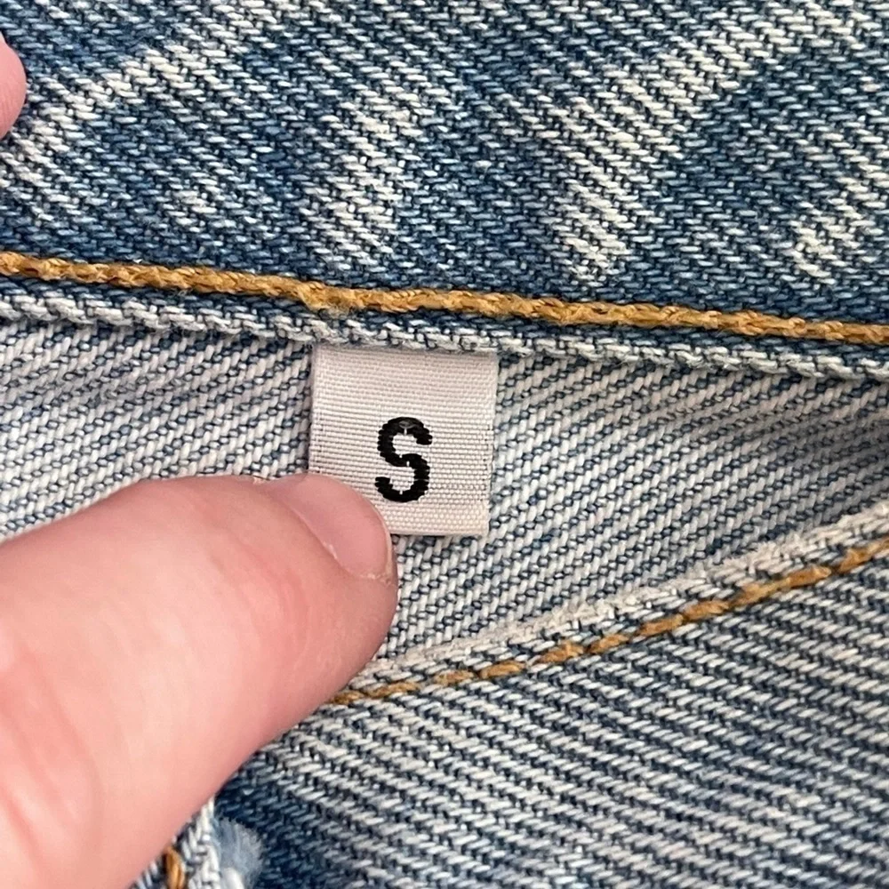 John Galt light wash denim button fly cut off distressed jean shorts
